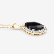Bids.com 2.29 Carat Genuine Blue Sapphire and White Diamond 10K Yellow Gold Pendant Pendants