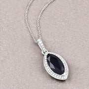 Bids.com 2.27 Carat Genuine Blue Sapphire and White Diamond 10K White Gold Pendant Pendants