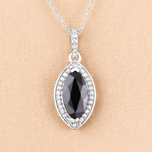 Bids.com 2.27 Carat Genuine Blue Sapphire and White Diamond 10K White Gold Pendant Pendants