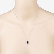 Bids.com 2.27 Carat Genuine Blue Sapphire and White Diamond 10K White Gold Pendant Pendants