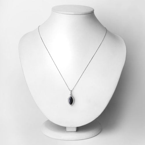 Bids.com 2.27 Carat Genuine Blue Sapphire and White Diamond 10K White Gold Pendant Pendants