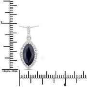 Bids.com 2.27 Carat Genuine Blue Sapphire and White Diamond 10K White Gold Pendant Pendants