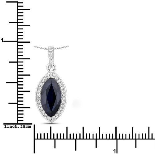 Bids.com 2.27 Carat Genuine Blue Sapphire and White Diamond 10K White Gold Pendant Pendants