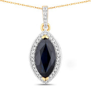 Bids.com 2.27 Carat Genuine Blue Sapphire and White Diamond 10K Yellow Gold Pendant Pendants