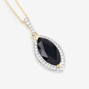 Bids.com 2.27 Carat Genuine Blue Sapphire and White Diamond 10K Yellow Gold Pendant Pendants