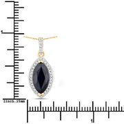 Bids.com 2.27 Carat Genuine Blue Sapphire and White Diamond 10K Yellow Gold Pendant Pendants