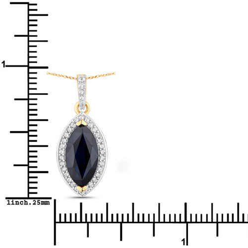Bids.com 2.27 Carat Genuine Blue Sapphire and White Diamond 10K Yellow Gold Pendant Pendants