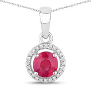 Bids.com 0.62 Carat Genuine Ruby and White Diamond 14K White Gold Pendant Pendants