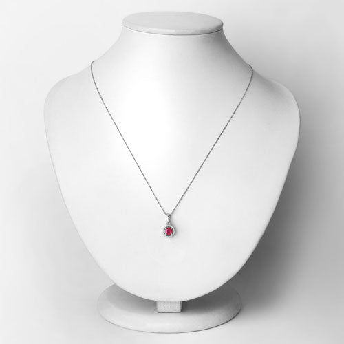 Bids.com 0.62 Carat Genuine Ruby and White Diamond 14K White Gold Pendant Pendants