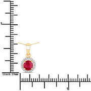 Bids.com 0.62 Carat Genuine Ruby and White Diamond 14K Yellow Gold Pendant Pendants