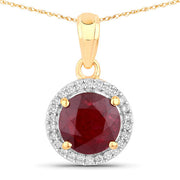 Bids.com 1.49 Carat Genuine Ruby and White Diamond 14K Yellow Gold Pendant Pendants