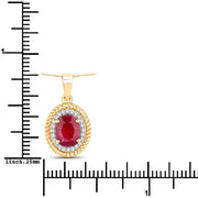 Bids.com 1.55 Carat Genuine Ruby and White Diamond 14K Yellow Gold Pendant Pendants