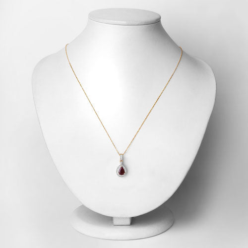 Bids.com 1.01 Carat Genuine Ruby and White Diamond 14K Yellow Gold Pendant Pendants