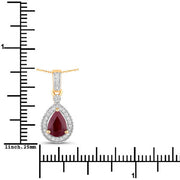 Bids.com 1.01 Carat Genuine Ruby and White Diamond 14K Yellow Gold Pendant Pendants