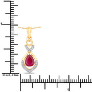 Bids.com 0.86 Carat Genuine Ruby and White Diamond 14K Yellow Gold Pendant Pendants