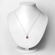 Bids.com 1.29 Carat Genuine Ruby and White Diamond 14K White Gold Pendant Pendants
