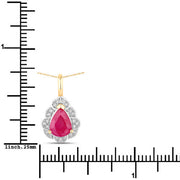Bids.com 1.29 Carat Genuine Ruby and White Diamond 14K Yellow Gold Pendant Pendants