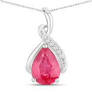 Bids.com 1.98 Carat Genuine Ruby and White Diamond 14K White Gold Pendant Pendants