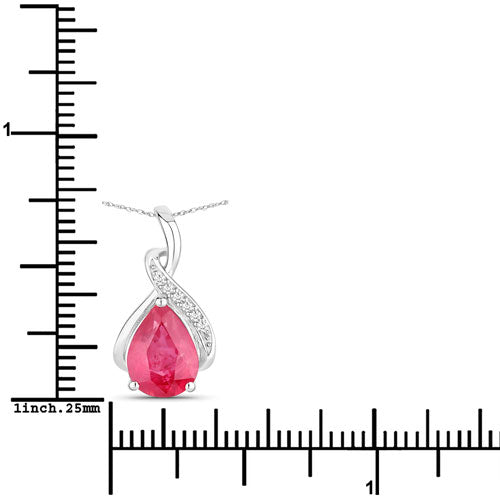 Bids.com 1.98 Carat Genuine Ruby and White Diamond 14K White Gold Pendant Pendants