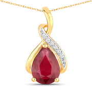 Bids.com 1.98 Carat Genuine Ruby and White Diamond 14K Yellow Gold Pendant Pendants