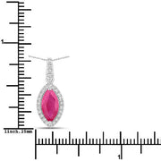 Bids.com 1.60 Carat Genuine Ruby and White Diamond 14K White Gold Pendant Pendants