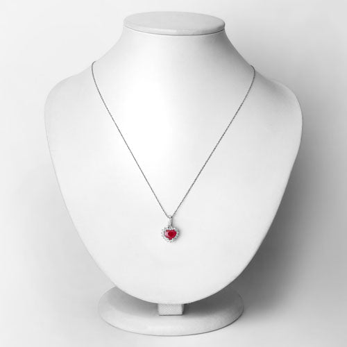 Bids.com 1.48 Carat Genuine Ruby and White Diamond 14K White Gold Pendant Pendants