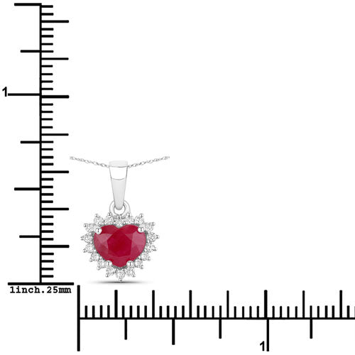 Bids.com 1.48 Carat Genuine Ruby and White Diamond 14K White Gold Pendant Pendants