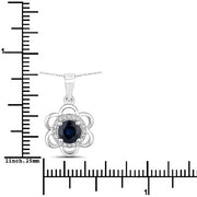 Bids.com 0.94 Carat Genuine Blue Sapphire and White Diamond 14K White Gold Pendant Pendants
