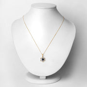 Bids.com 0.94 Carat Genuine Blue Sapphire and White Diamond 14K Yellow Gold Pendant Pendants