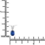 Bids.com 0.71 Carat Genuine Blue Sapphire and White Diamond 14K White Gold Pendant Pendants