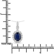 Bids.com 1.79 Carat Genuine Blue Sapphire and White Diamond 14K White Gold Pendant Pendants