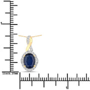 Bids.com 1.72 Carat Genuine Blue Sapphire and White Diamond 14K Yellow Gold Pendant Pendants
