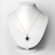 Bids.com 6.44 Carat Genuine Blue Sapphire and White Diamond 14K Yellow Gold Pendant Pendants