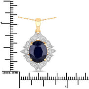 Bids.com 6.44 Carat Genuine Blue Sapphire and White Diamond 14K Yellow Gold Pendant Pendants