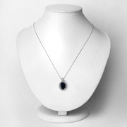 Bids.com 6.58 Carat Genuine Blue Sapphire and White Diamond 14K White Gold Pendant Pendants