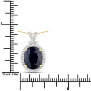 Bids.com 6.58 Carat Genuine Blue Sapphire and White Diamond 14K Yellow Gold Pendant Pendants