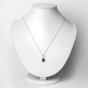 Bids.com 0.91 Carat Genuine Blue Sapphire and White Diamond 14K White Gold Pendant Pendants