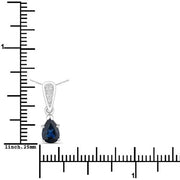 Bids.com 0.85 Carat Genuine Blue Sapphire and White Diamond 14K White Gold Pendant Pendants