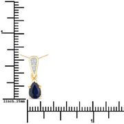 Bids.com 0.85 Carat Genuine Blue Sapphire and White Diamond 14K Yellow Gold Pendant Pendants