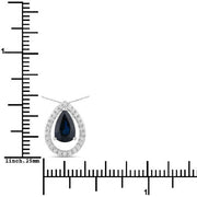 Bids.com 1.15 Carat Genuine Blue Sapphire and White Diamond 14K White Gold Pendant Pendants