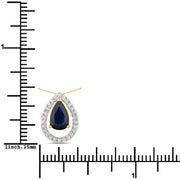 Bids.com 1.15 Carat Genuine Blue Sapphire and White Diamond 14K Yellow Gold Pendant Pendants