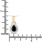Bids.com 1.48 Carat Genuine Blue Sapphire and White Diamond 14K Yellow Gold Pendant Pendants