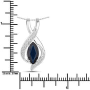 Bids.com 2.27 Carat Genuine Blue Sapphire and White Diamond 14K White Gold Pendant Pendants