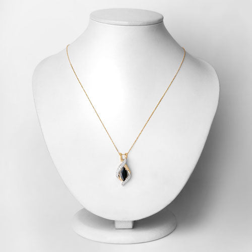 Bids.com 2.27 Carat Genuine Blue Sapphire and White Diamond 14K Yellow Gold Pendant Pendants