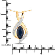 Bids.com 2.27 Carat Genuine Blue Sapphire and White Diamond 14K Yellow Gold Pendant Pendants