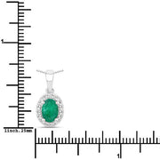 Bids.com 0.89 Carat Genuine Zambian Emerald and Lab Grown Diamond .925 Sterling Silver Pendant Pendants