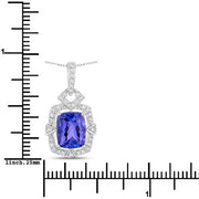 Bids.com 2.46 Carat Genuine Tanzanite and White Diamond 14K White Gold Pendant Pendants