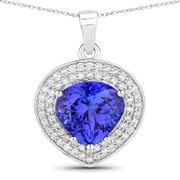 Bids.com 4.17 Carat Genuine Tanzanite and White Diamond 14K White Gold Pendant Pendants