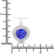 Bids.com 4.17 Carat Genuine Tanzanite and White Diamond 14K White Gold Pendant Pendants