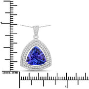 Bids.com 3.93 Carat Genuine Tanzanite and White Diamond 14K White Gold Pendant Pendants